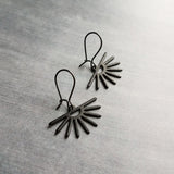 Sun Earrings, black sun earring, sunset earring, sunrise earring, matte black earring, sunburst earring, small black earring, latching hook - Constant Baubling