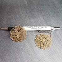 Large Gold Filigree Earrings, round gold earrings, thin earrings, cut out earrings, big earrings, floral earrings, big lightweight medallion - Constant Baubling