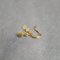 Little Gold Dot Earrings, tiny gold earring, connected dots, brass earring, small dangles, small gold circle earring, delicate gold dangle - Constant Baubling