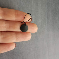 Matte Black Disk Earrings, black earring, small disk earring, black latching, all black earring, black circle earring black dangle earring - Constant Baubling