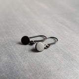Matte Black Disk Earrings, small black earrings, little disc earring, black circle earring, small round dangle, matte black earring, tiny - Constant Baubling