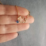 Rain Cloud Necklace, gold cloud necklace, cloud outline, cloud pendant, raindrop dangle, blue raindrops, rainy weather, storm rain necklace - Constant Baubling