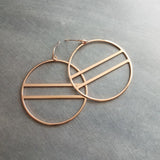 Large Rose Gold Circle Earrings, 2.25 inch hoop earring, big open circle, double lines circle, large lightweight earring, big round earring - Constant Baubling