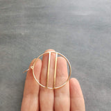 Large Rose Gold Circle Earrings, 2.25 inch hoop earring, big open circle, double lines circle, large lightweight earring, big round earring - Constant Baubling