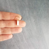 Gold Tag Earrings, small gold rectangle, rectangular tag, gold bar earring, 14K SOLID GOLD hook opt, small bar earring, flat gold bar dainty - Constant Baubling