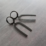 Matte Black Arch Earrings, U shape earring, black earring, lever back earring, black huggie hoop, black rainbow dangle, simple black earring - Constant Baubling