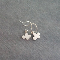 Small Cloud Earrings - very tiny silver puff cumulus charm dangles - upgrade to simple dainty .925 sterling hooks - rain storm weather gift - Constant Baubling