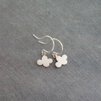 Small Cloud Earrings - very tiny silver puff cumulus charm dangles - upgrade to simple dainty .925 sterling hooks - rain storm weather gift - Constant Baubling