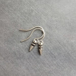 Tiny Spike Earrings, very small silver earring, silver spike earring, mini spike, silver dagger earring little silver bullet earring antique - Constant Baubling