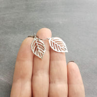 Silver Leaf Earrings, stainless steel earring, filigree leaf earring, steel leaf earring, steel filigree, hypoallergenic, small cut out leaf - Constant Baubling