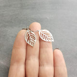 Silver Leaf Earrings, stainless steel earring, filigree leaf earring, steel leaf earring, steel filigree, hypoallergenic, small cut out leaf - Constant Baubling