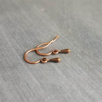 Copper Teardrop Earrings, copper drop earring, tiny copper earring, antique copper earring, small copper drop earring, copper dangle earing - Constant Baubling