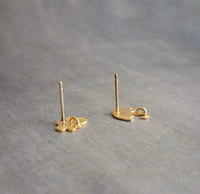 Whale Boat Earrings, mismatched stud, mismatched earring, whale earring, sailboat earring, fish boat stud, gold stud, sterling silver post - Constant Baubling