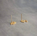 Whale Boat Earrings, mismatched stud, mismatched earring, whale earring, sailboat earring, fish boat stud, gold stud, sterling silver post - Constant Baubling
