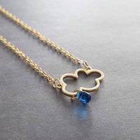 Rain Cloud Necklace, gold cloud necklace, cloud outline, cloud pendant, raindrop dangle, blue raindrops, rainy weather, storm rain necklace - Constant Baubling