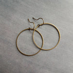 Antique Bronze Hoop Earrings, bronze circle earring, oxidized brass earring, thin brass ring, delicate round earring, large lightweight gold - Constant Baubling