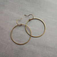 Antique Bronze Hoop Earrings, bronze circle earring, oxidized brass earring, thin brass ring, delicate round earring, large lightweight gold - Constant Baubling