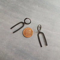 Matte Black Arch Earrings, U shape earring, black earring, lever back earring, black huggie hoop, black rainbow dangle, simple black earring - Constant Baubling