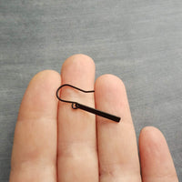 Small Black Bar Earrings, 1.2 inch earring, minimalist narrow black earring, thin earring, matte black earring, short flat rectangle rounded - Constant Baubling