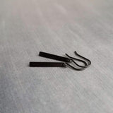Small Black Bar Earrings, 1.2 inch earring, minimalist narrow black earring, thin earring, matte black earring, short flat rectangle rounded - Constant Baubling