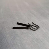Small Black Bar Earrings, 1.2 inch earring, minimalist narrow black earring, thin earring, matte black earring, short flat rectangle rounded - Constant Baubling