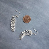 Shaggy Silver Earrings - silver fringe earring, cascade earring, shaggy earring, cha cha earring, 2 inch earring, cluster earring, teardrop - Constant Baubling