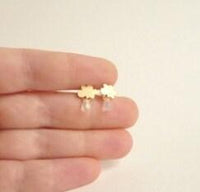 Gold Cloud Earring w/ tiny little raindrop - .925 sterling silver post - Mini Cumulus Puffs for Rainy Day Weather - sweet fun & minimalist - Constant Baubling