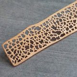 Long Rose Gold Rectangle Earrings, skeleton leaf earring, organic shape, rose gold filigree earring, thin rectangle earring, narrow - Constant Baubling