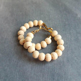 Wood Bead Hoop Earrings, small gold hoop, summer earrings, beaded hoops, wooden bead earring, natural wood beads, small hoops, boho hoops - Constant Baubling