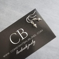 Tiny Silver Dangle Earrings, antique silver earring, little top earring, small silver earring, simple earring, delicate earring, sterling - Constant Baubling