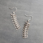 Long Flexible Earrings, silver dangle earring, modern silver earring, chevron earring, fish bone earring, spine vertebrae, feather earring - Constant Baubling