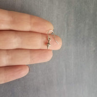 Tiny Silver Dangle Earrings, antique silver earring, little top earring, small silver earring, simple earring, delicate earring, sterling - Constant Baubling