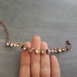 Autumn Bracelet, fall color bracelet, large crystal bracelet, antique copper chain, gold copper crystal, chunky chain, sparkling crystal gem - Constant Baubling
