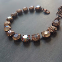 Autumn Bracelet, fall color bracelet, large crystal bracelet, antique copper chain, gold copper crystal, chunky chain, sparkling crystal gem - Constant Baubling