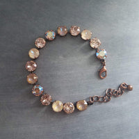 Autumn Bracelet, fall color bracelet, large crystal bracelet, antique copper chain, gold copper crystal, chunky chain, sparkling crystal gem - Constant Baubling