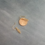 Tiny Gold Feather Earrings, small feather earring, tiny feather earring, gold feather charm, little feather dangle, simple gold feather - Constant Baubling