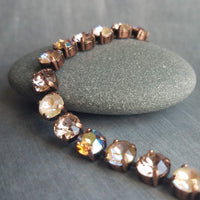 Autumn Bracelet, fall color bracelet, large crystal bracelet, antique copper chain, gold copper crystal, chunky chain, sparkling crystal gem - Constant Baubling