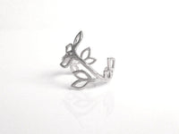 Silver Branch Ring, vine ring, finger ring, silver midi ring, silver leaf ring, silver wrap ring, pinky ring, size 4 5, halfway ring knuckle - Constant Baubling