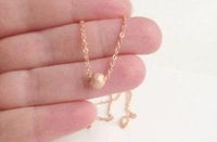 Rose Gold Ball Necklace, simple rose gold necklace, little ball necklace, textured ball, stardust bead, rough bead, sliding round minimalist - Constant Baubling