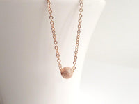 Rose Gold Ball Necklace, simple rose gold necklace, little ball necklace, textured ball, stardust bead, rough bead, sliding round minimalist - Constant Baubling