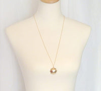 Gold Geometric Necklace, gold dome pendant, polyhedron necklace, triangle dome pendant, half globe necklace, concave necklace, large round - Constant Baubling