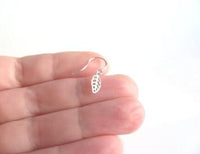 Small Leaf Earring - very tiny filigree outline style cut out design - simple minimalist little silver ear hooks - autumn tree fall jewelry - Constant Baubling