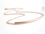 Rose Gold Bar Necklace, curved tube necklace, noodle necklace, layering necklace, rose gold tube chain, rose gold chain, simple rose gold - Constant Baubling