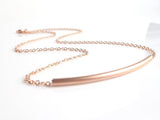 Rose Gold Bar Necklace, curved tube necklace, noodle necklace, layering necklace, rose gold tube chain, rose gold chain, simple rose gold - Constant Baubling