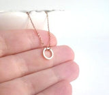 Rose Gold Circle Necklace, tiny circle pendant, small circle pendant, ring pendant, delicate rose gold necklace, minimalist rose gold chain - Constant Baubling