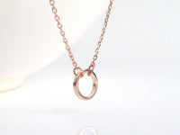 Rose Gold Circle Necklace, tiny circle pendant, small circle pendant, ring pendant, delicate rose gold necklace, minimalist rose gold chain - Constant Baubling