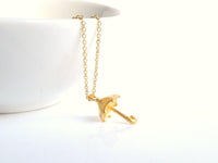 Little Umbrella Necklace, gold umbrella necklace, tiny umbrella necklace, umbrella pendant, small umbrella necklace, rain necklace, weather - Constant Baubling
