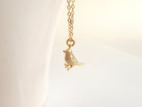 Little Gold Bird Necklace, tiny gold bird necklace, baby bird necklace, gold bird pendant, simple chain, small gold bird necklace, chickadee - Constant Baubling