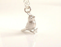 Silver Bird Necklace, tiny bird charm, chick necklace, little bird pendant baby bird necklace simple delicate chain small chickadee necklace - Constant Baubling