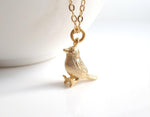 Little Gold Bird Necklace, tiny gold bird necklace, baby bird necklace, gold bird pendant, simple chain, small gold bird necklace, chickadee - Constant Baubling